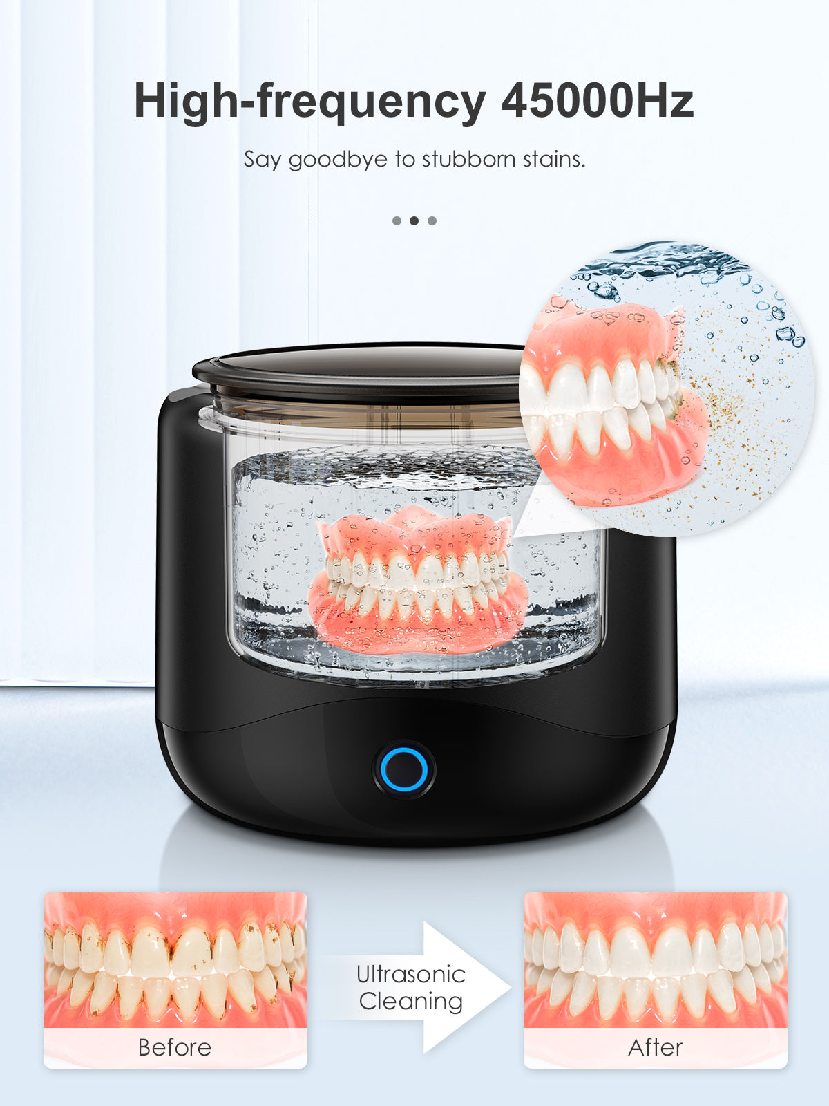 Ultrasonic Cleaner Retainer Cleaning Machine - RELEXNOW 45kHz Portable Ultra Sonic Dental Cleaner - Professional Cleaning Mouth Guard, Aligner, Denture, Toothbrush Head, Jewelry for Home or Travel